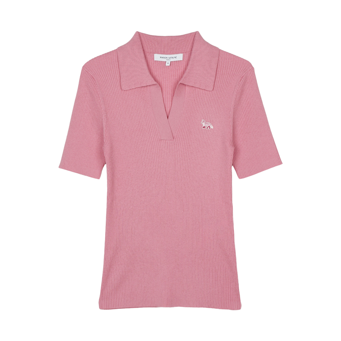 OW00201KT1091-0139 (W) Maison Kitsune Baby Fox Patch Fine Ribbed Polo Fraise