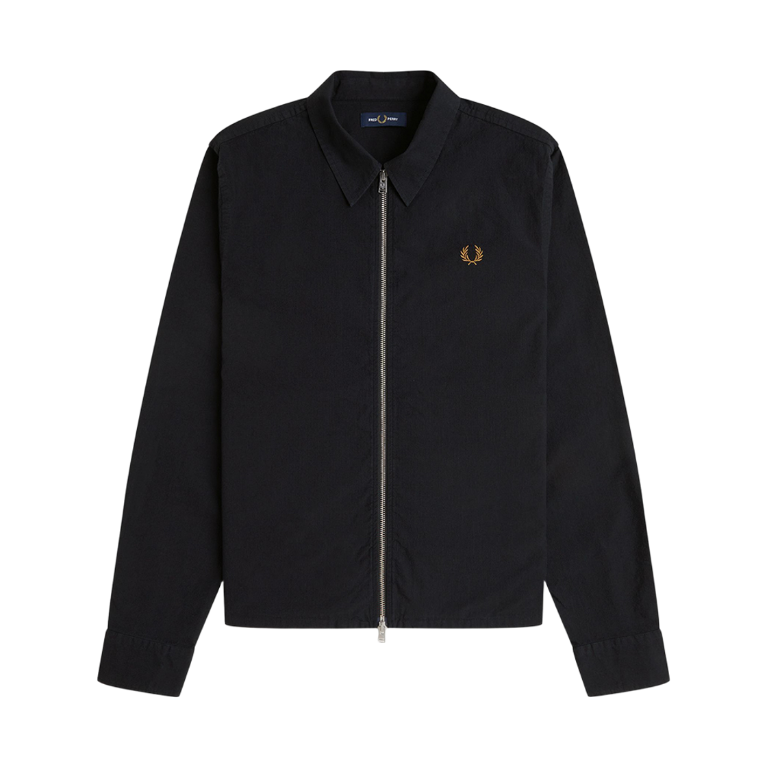 프레드페리 시어서커 집 스루 오버셔츠 블랙(Fred Perry Seersucker Zip Through Overshirt Black)