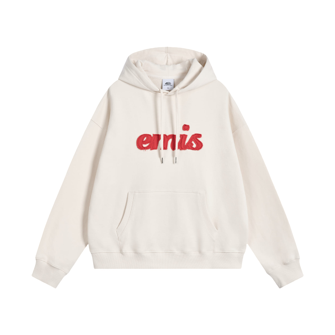 - (W) Emis Color Block Applique Hoodie Ivory