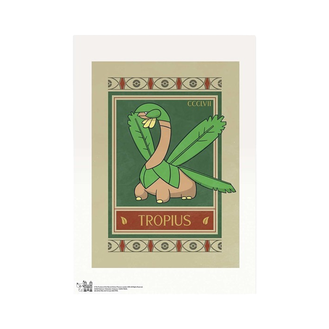 포켓몬 x 내츄럴 히스토리 뮤지엄 트로피우스 보태니컬 패널 프린트(Pokemon x Natural History Museum Tropius Botanical Panel Print)