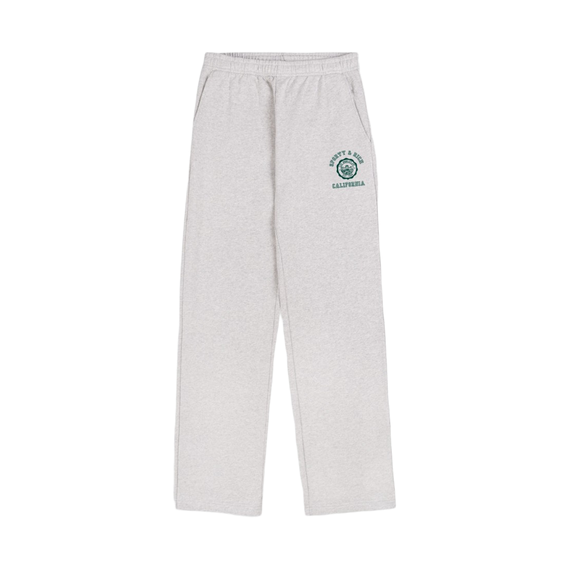 (W) 스포티 앤 리치 캘리포니아 엠블럼 와이드 스웨트팬츠 헤더 그레이 포레스트((W) Sporty & Rich California Emblem Wide Sweatpant Heather Gray Forest)