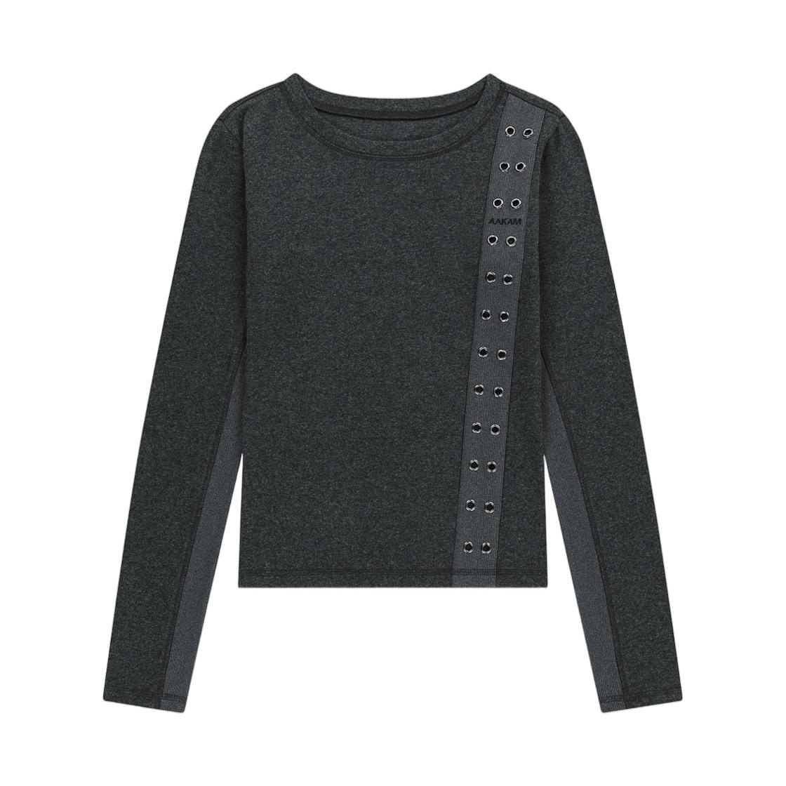 아캄 사이드 아일렛 롱슬리브 다크 그레이(Aakam Side Eyelet Long Sleeve Dark Gray)