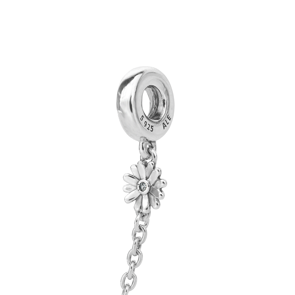 (W) 판도라 데이지 플라워 세이프티 체인 참 스털링 실버 클리어((W) Pandora Daisy Flower Safety Chain Charm Sterling Silver Clear) - 2