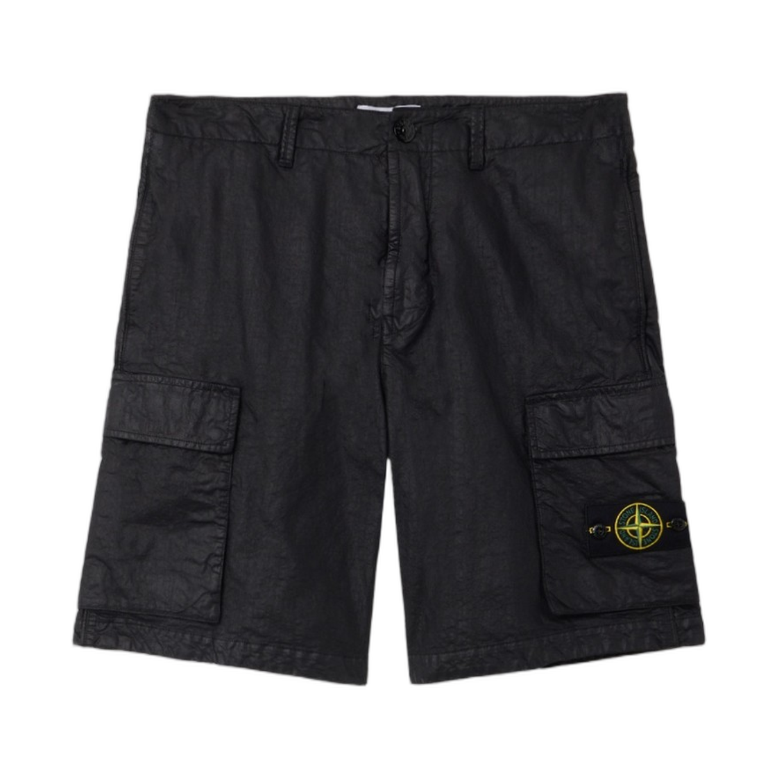 스톤 아일랜드 L100001 Organic-Look 나일론 Panama-TC Loose-와이드-Leg-Fit 카고 버뮤다 쇼츠 블랙 - 26SS(Stone Island L100001 Organic-Look Nylon Panama-TC Loose-Wide-Leg-Fit Cargo Bermuda Shorts Black - 26SS) - 1
