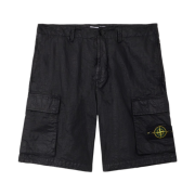 Stone Island L100001 Organic-Look Nylon Panama-TC Loose-Wide-Leg-Fit Cargo Bermuda Shorts Black - 26SS