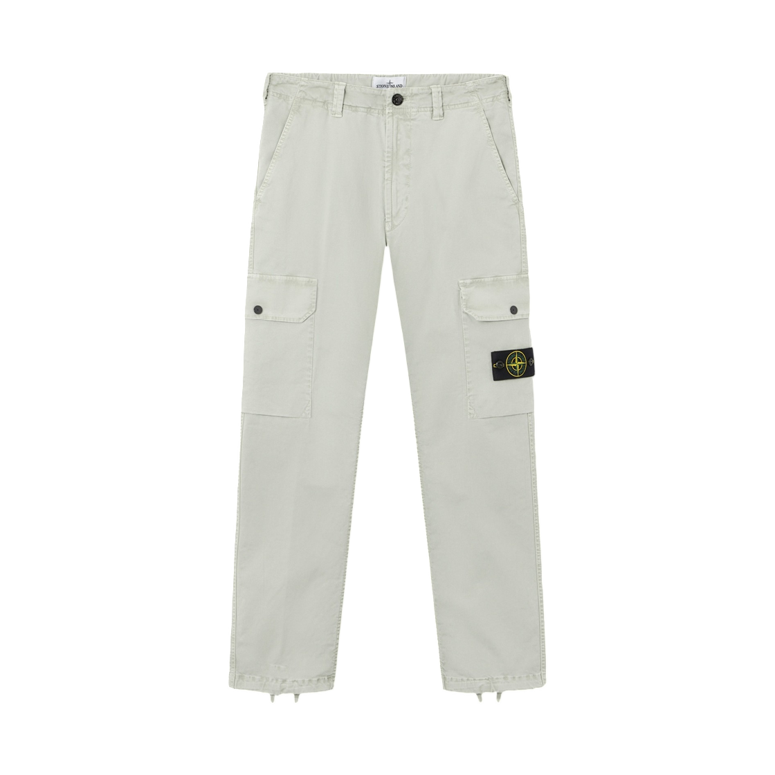 L1S1531000-11S0004-V0155 Stone Island 3100011 Organic Cotton Stretch Broken Twill Old Effect Regular-Fit Cargo Chino Trousers with Drawstring Cuffs Sage Green - 26SS