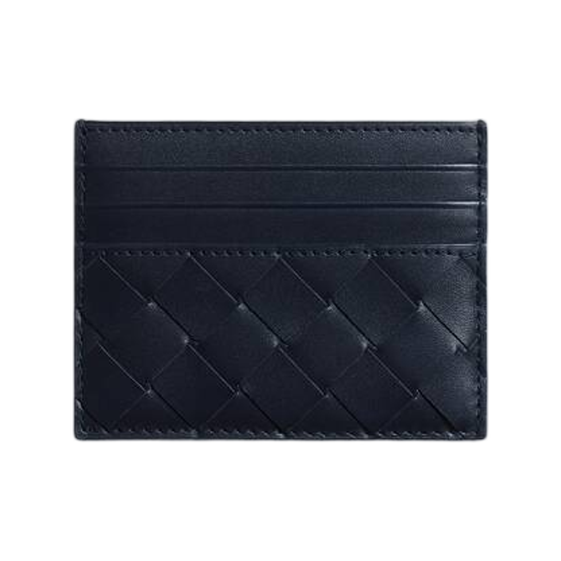 795612V5FC14363 Bottega Veneta Intrecciato Credit Card Case Midnight Basalt
