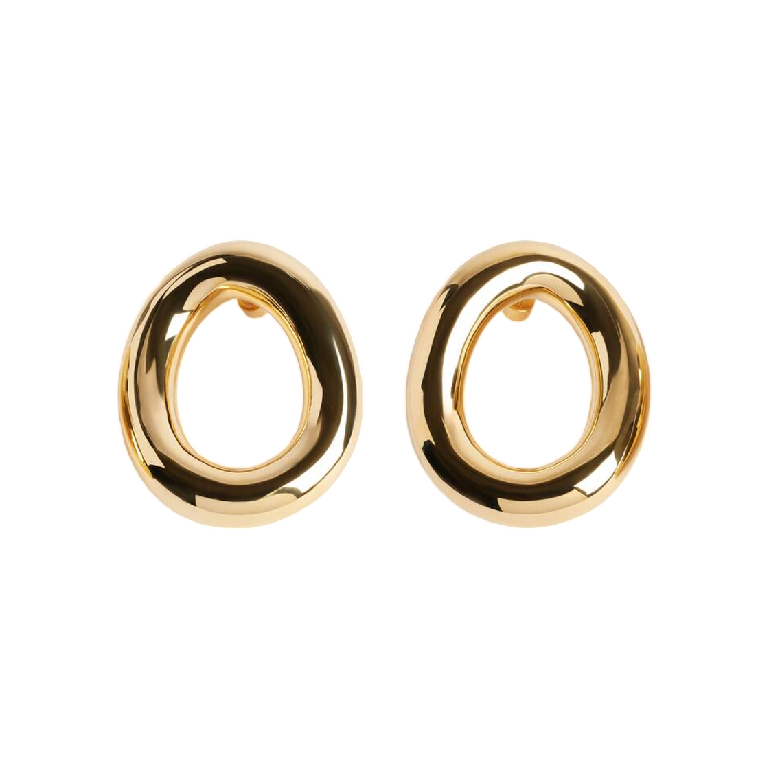 870389TZ16G0127 Balenciaga Eisa Ellipse Earrings In Shiny Gold