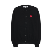 Play Comme des Garcons Red Heart Knit Cardigan Black