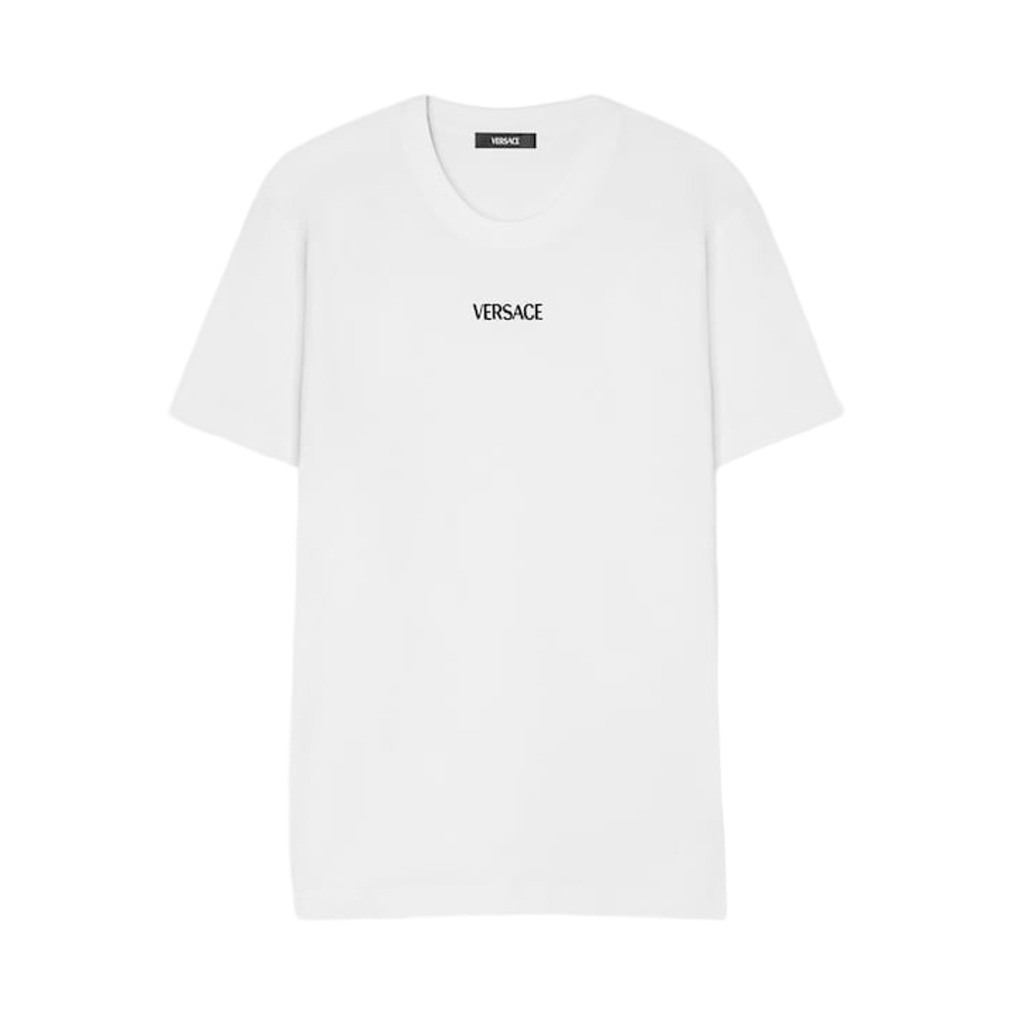 1013944-1A16455-1W000 Versace Embroidered Cotton Jersey Slim T-Shirt White