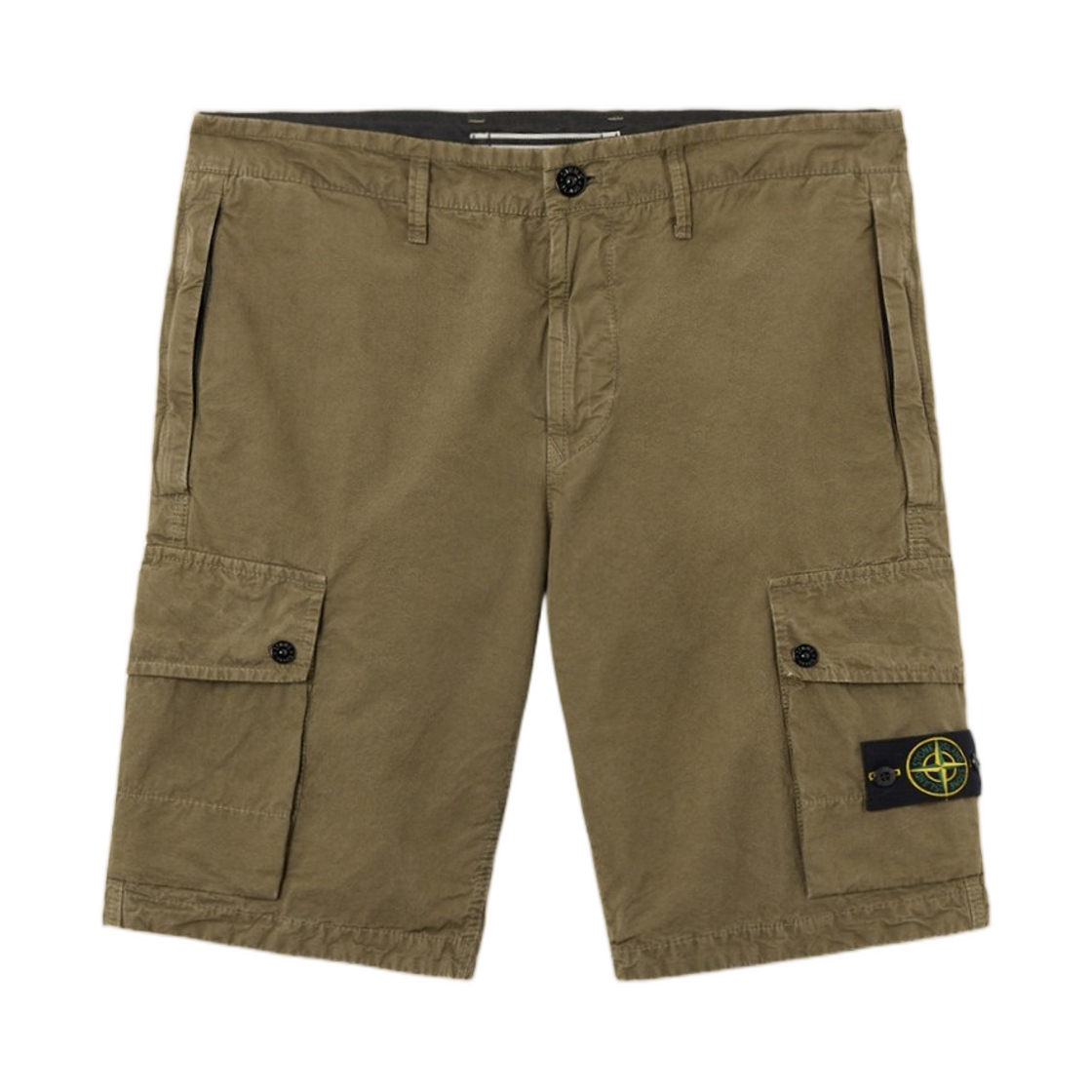 L1S15L1000-19S00WA-V015G Stone Island L100019 Brushed Organic Cotton Canvas Old Effect Slim-Fit Cargo Shorts with Zip Pockets Military Green - 26SS