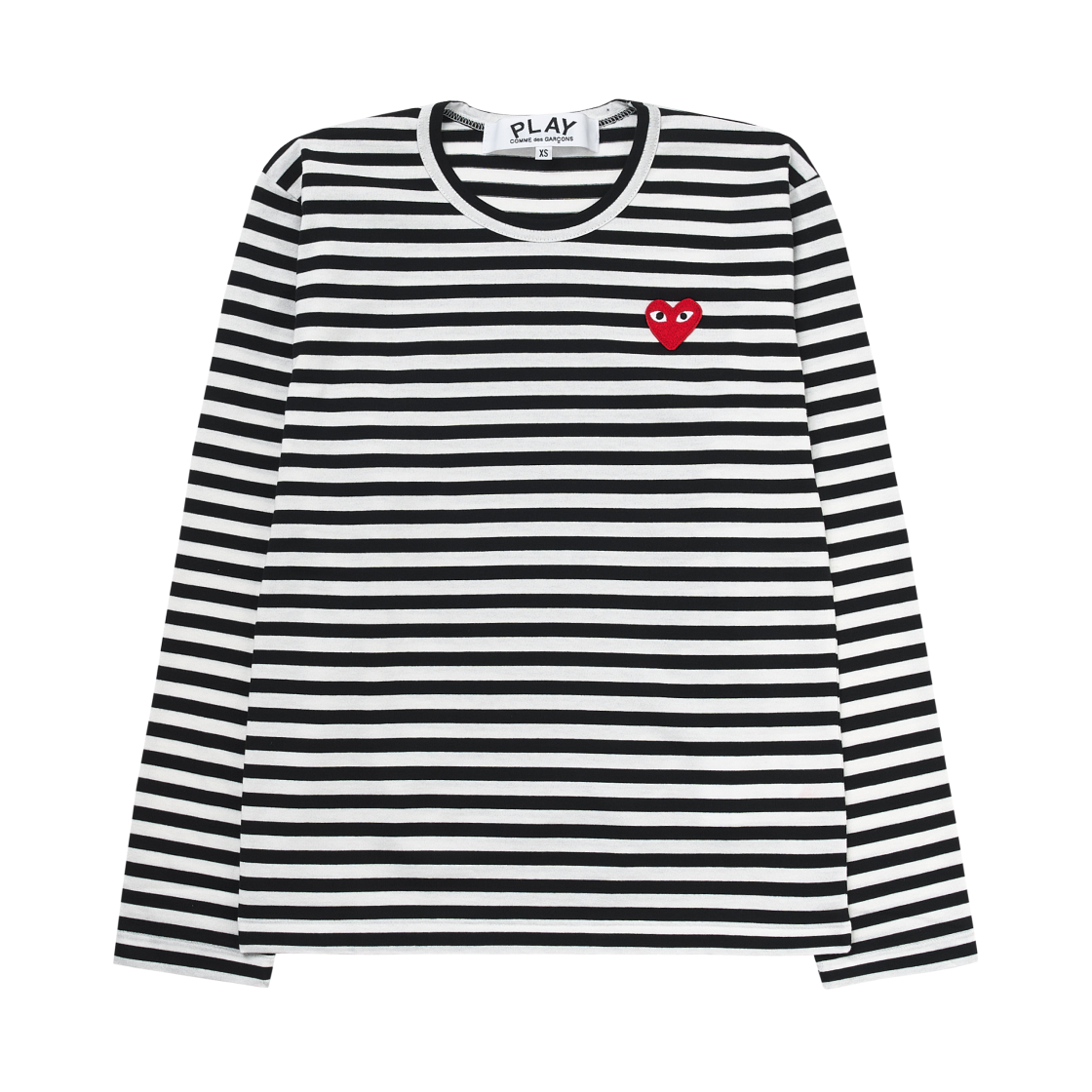 (W) 플레이 꼼데가르송 스트라이프 롱슬리브 티셔츠 블랙 화이트((W) Play Comme des Garcons Striped LS T-Shirt Black White)