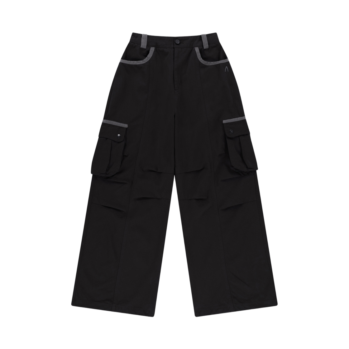 아캄 니 핀턱 콘트라스트 카고 팬츠 블랙(Aakam Knee Pin-tuck Contrast Cargo Pants Black)