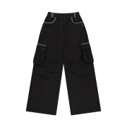 Aakam Knee Pin-tuck Contrast Cargo Pants Black