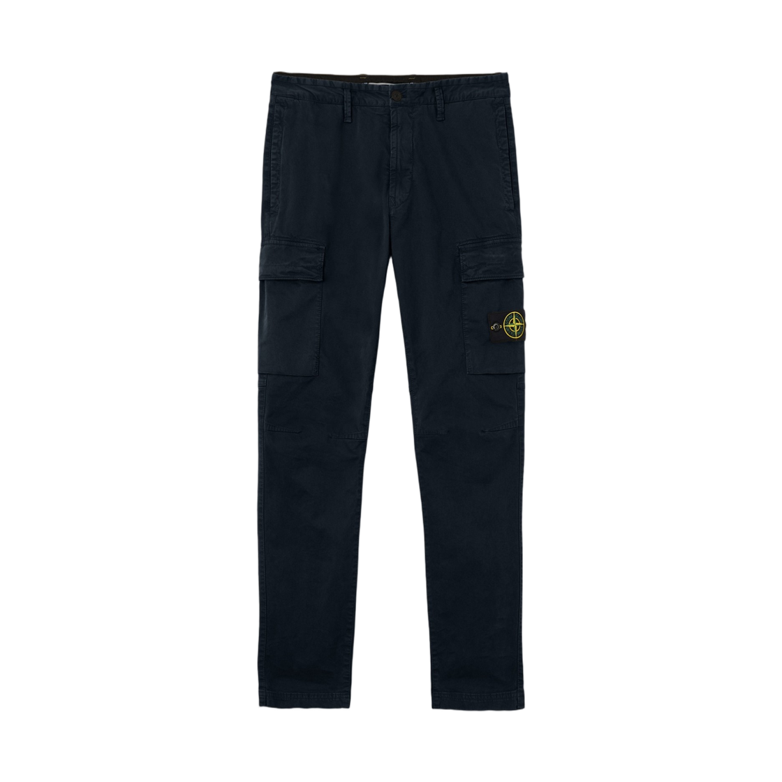 L1S1531000-51S0004-V0120 Stone Island 3100051 Organic Cotton Stretch Broken Twill Old Effect Regular-Tapered-Fit Cargo Trousers with Zip Pockets Navy Blue - 26SS
