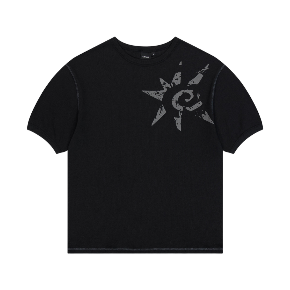 아캄 립드 스타 링거 탑 블랙(Aakam Ribbed Star Ringer Top Black) - 1