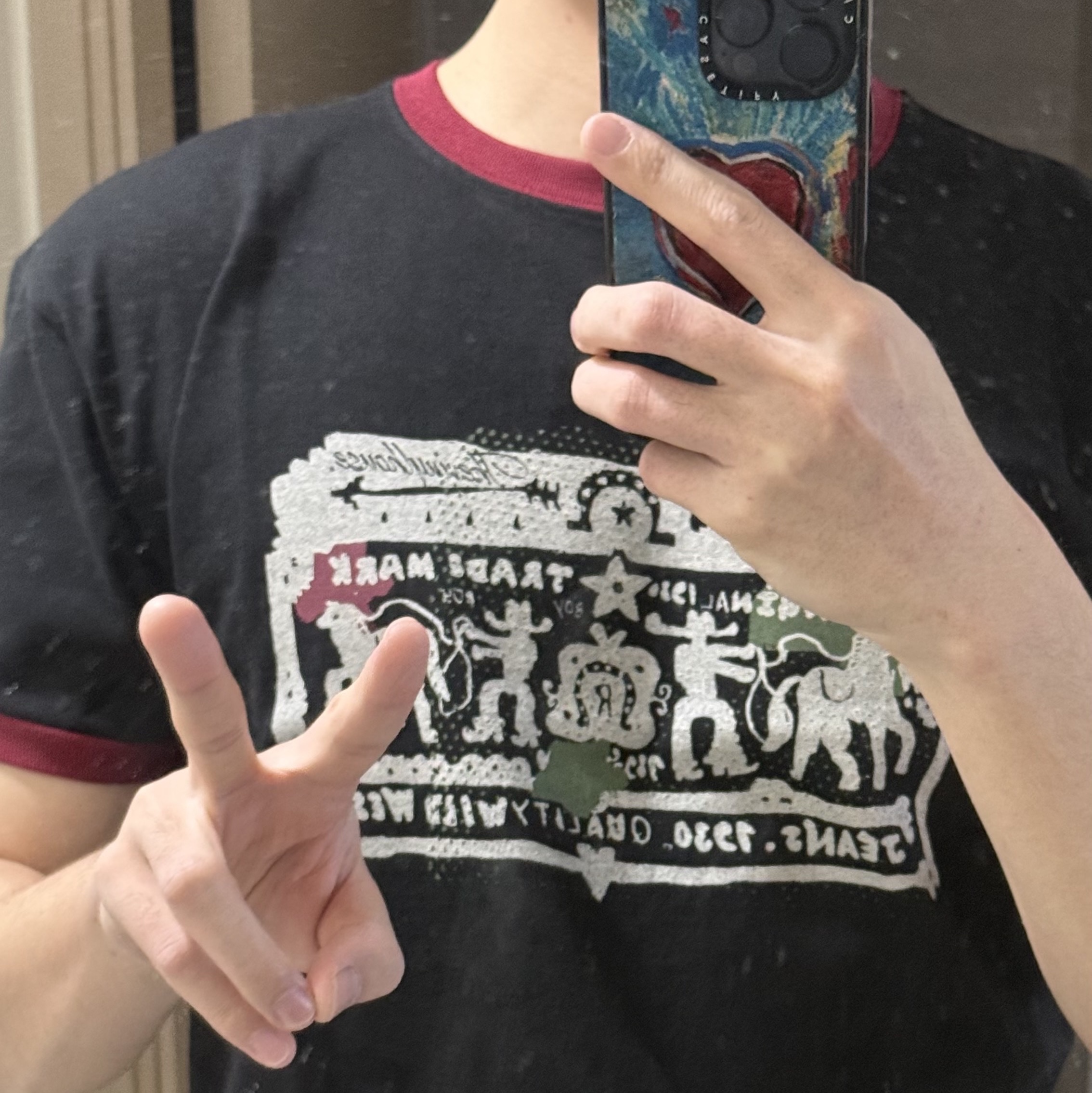[KREAM 단독] Thevinylhouse Cowboy Pictogram Ringer Tee Black 착용 스타일