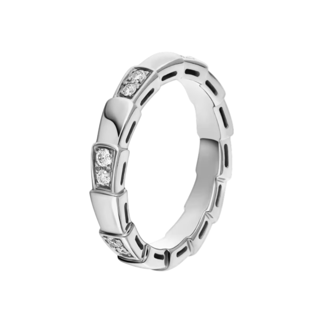 불가리 세르펜티 바이퍼 링 다이아 화이트골드 47호(Bulgari Serpenti Viper Ring with Diamonds in White Gold, Size 47)