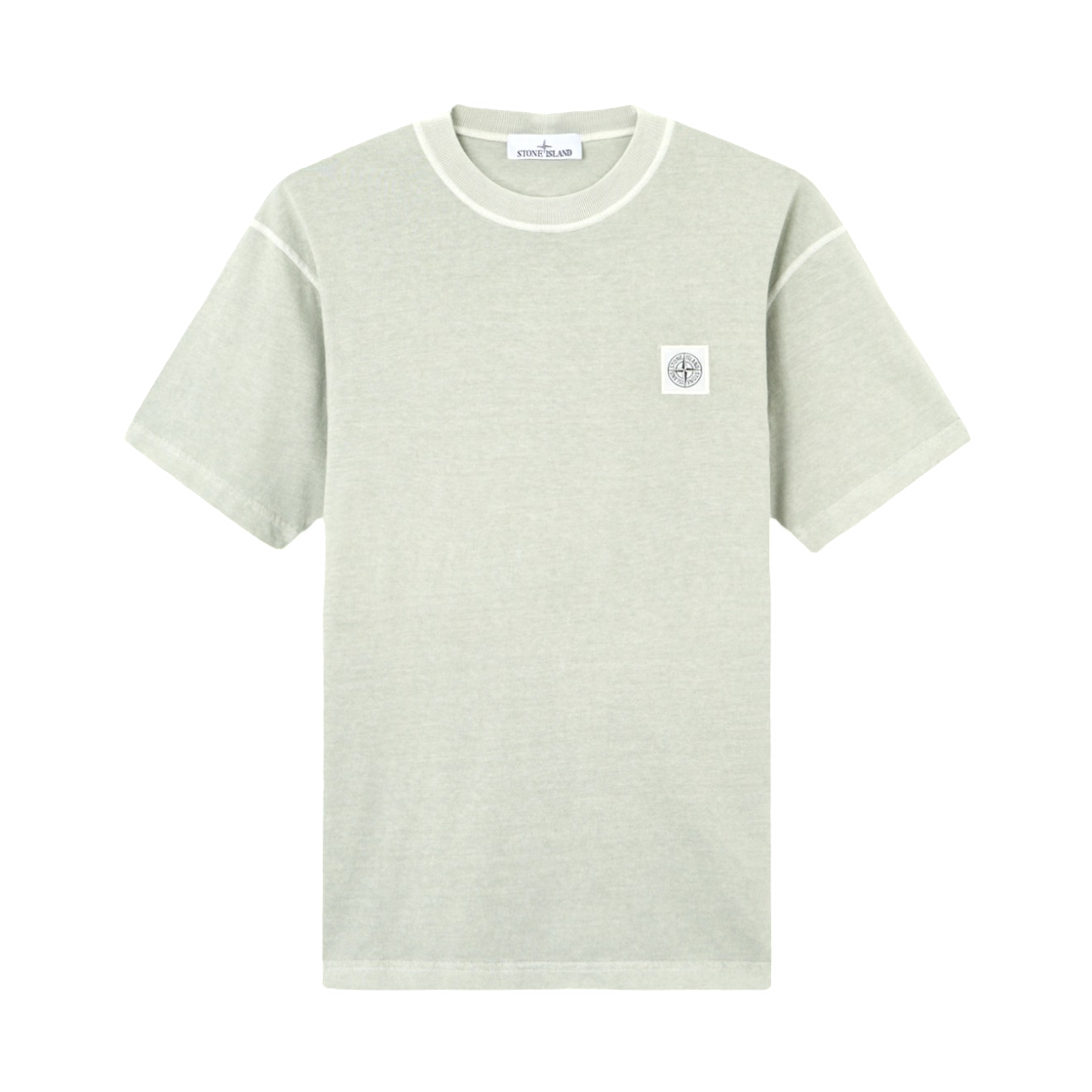 L1S1521000-26S0057-V0155 Stone Island 2100026 Organic Cotton Jersey Fissato Effect Slim-Fit T-Shirt with Compass Patch Sage Green - 26SS