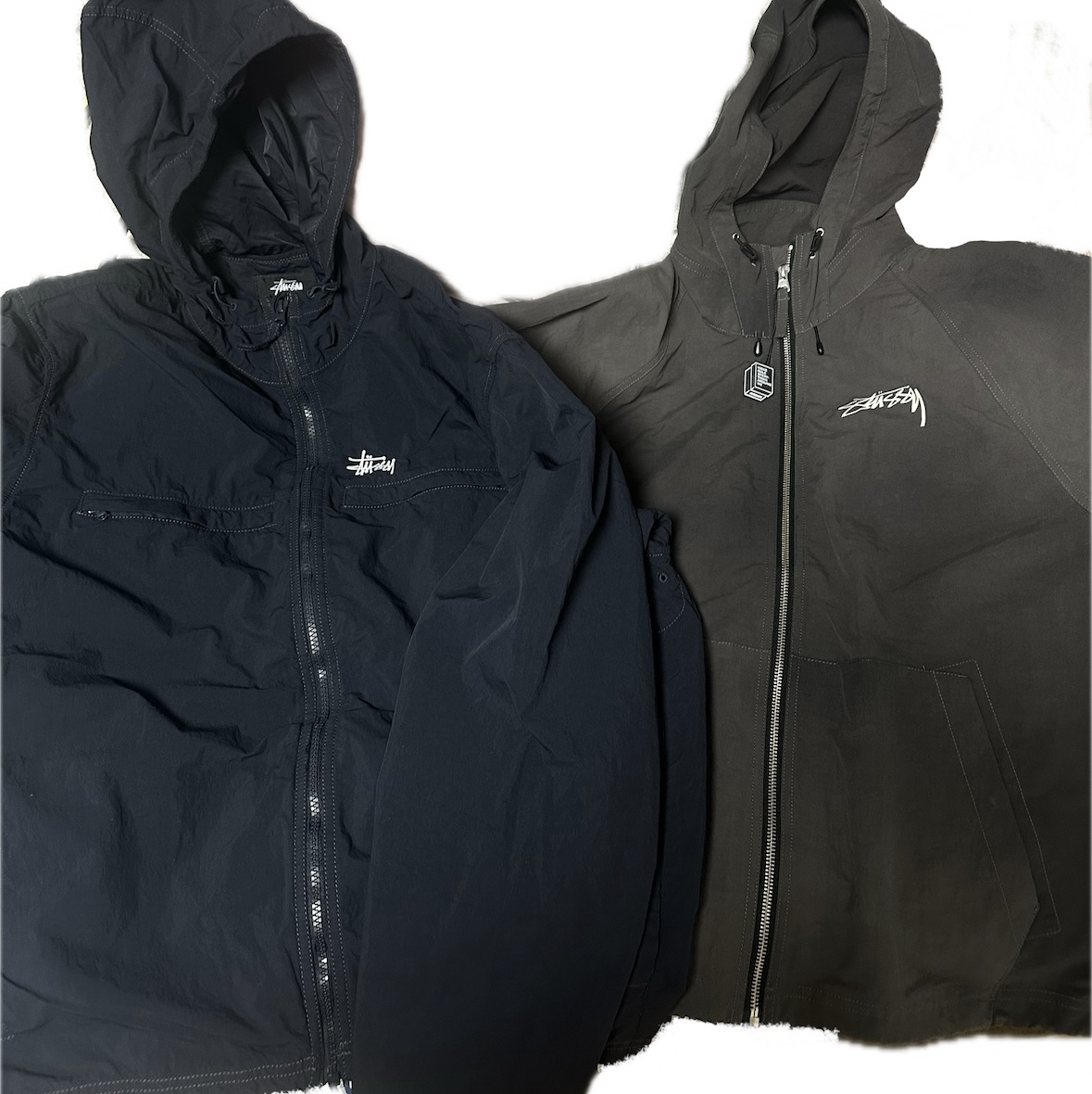 Stussy Wave Dye Beach Shell Jacket Black, Stussy Lightweight Hooded Jacket Navy 착용 스타일
