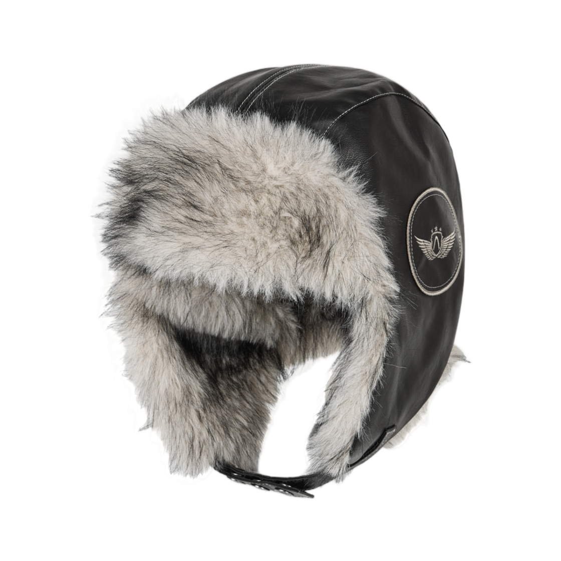 아캄 바이커 레더 이어플랩 햇 블랙(Aakam Biker Leather Earflap Hat Black)