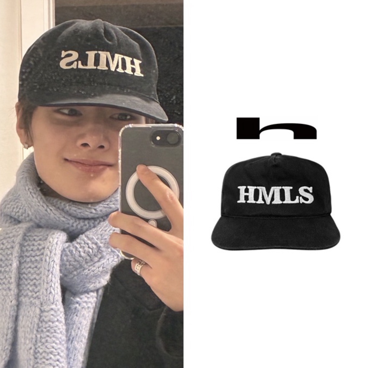 Hommless HMLS Vintage 5 Panel Hat Black 착용 스타일