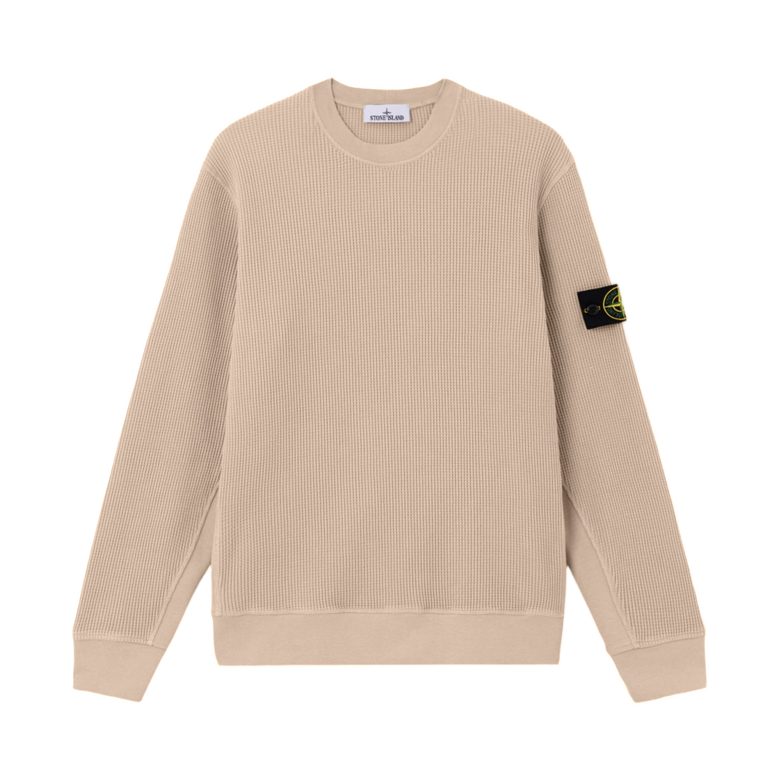 L1S1561000-56S0044-V009A Stone Island 6100056 Organic Cotton Waffle Fleece Regular-Fit Crewneck Sweatshirt Desert - 26SS
