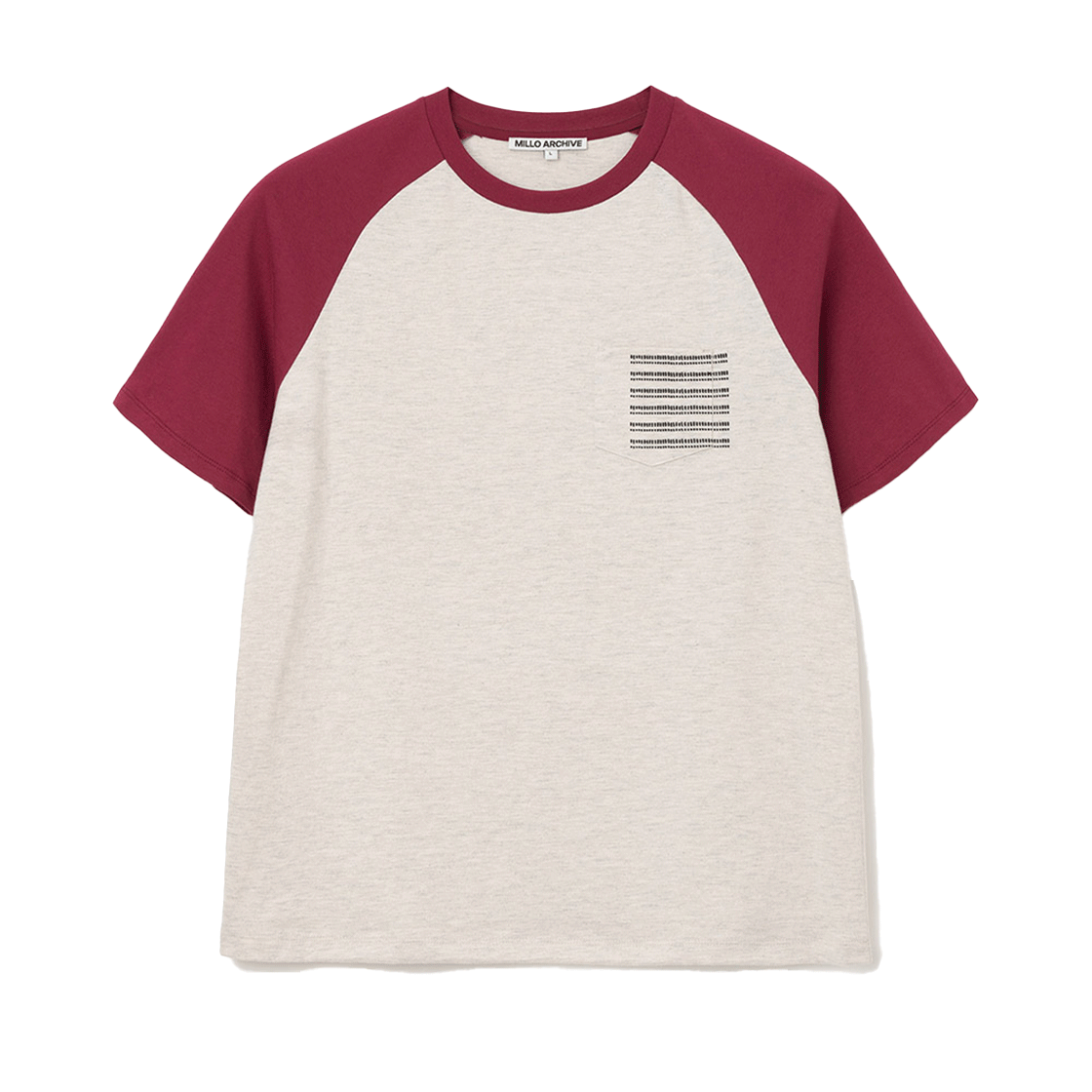 ML760BUR Millo Archive Dot Print Pocket Raglan T-Shirt Burgundy