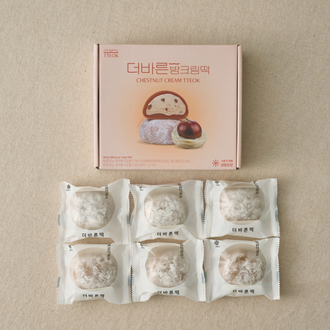 더바른떡 밤크림떡 (60g * 6개입) 1박스(THE BAREUN TTEOK Chestnut Cream Tteok (60g *6EA) 1Box) - 6