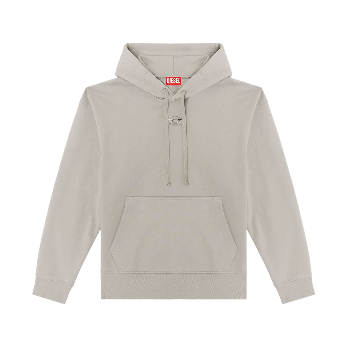 디젤 S-맥스-후드-Od 메탈릭 로고 후드 그레이(Diesel S-Macs-Hood-Od Hoodie with Metallic Logo Grey)
