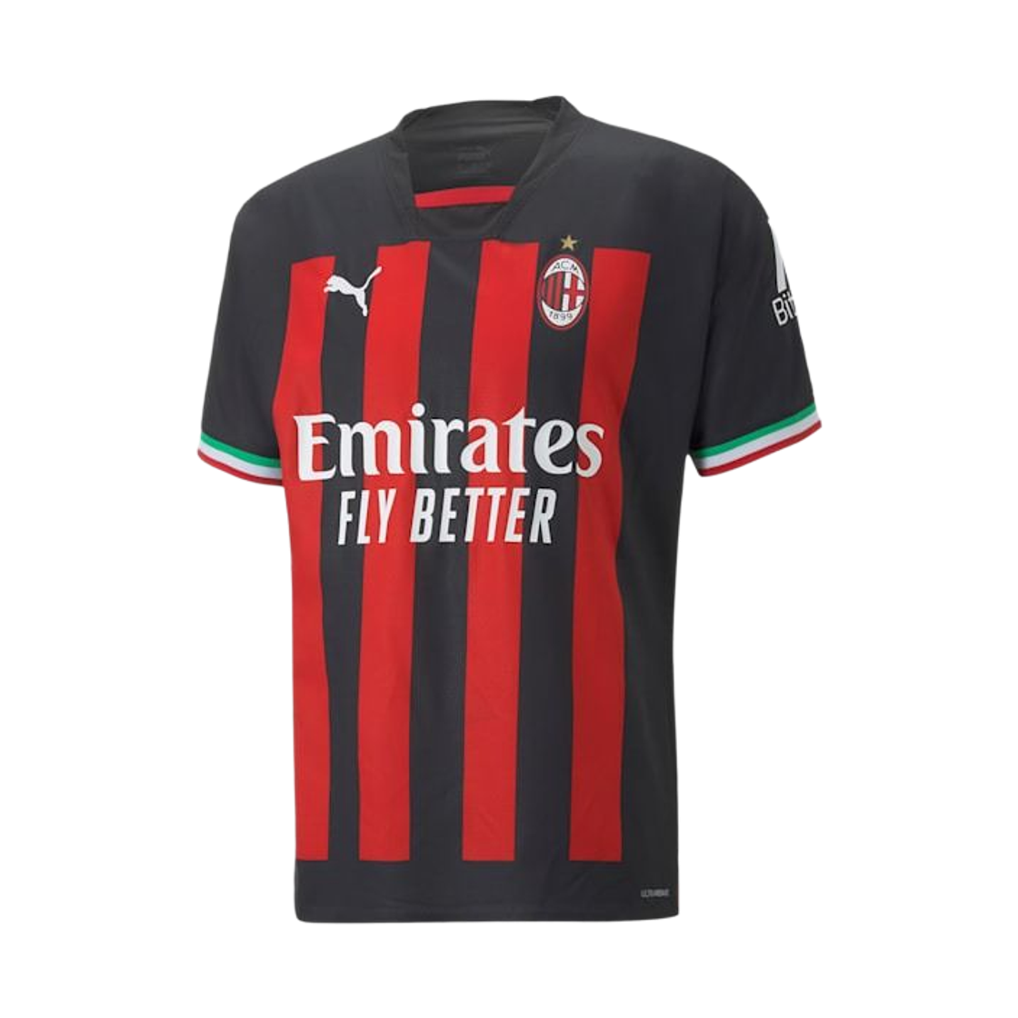 푸마 AC 밀란 2022/23 어센틱 홈 저지 블랙 탱고 레드 (논 마킹 버전)(Puma AC Milan 2022/23 Authentic Home Jersey Black Tango Red (Non Marking Ver.)) - 1