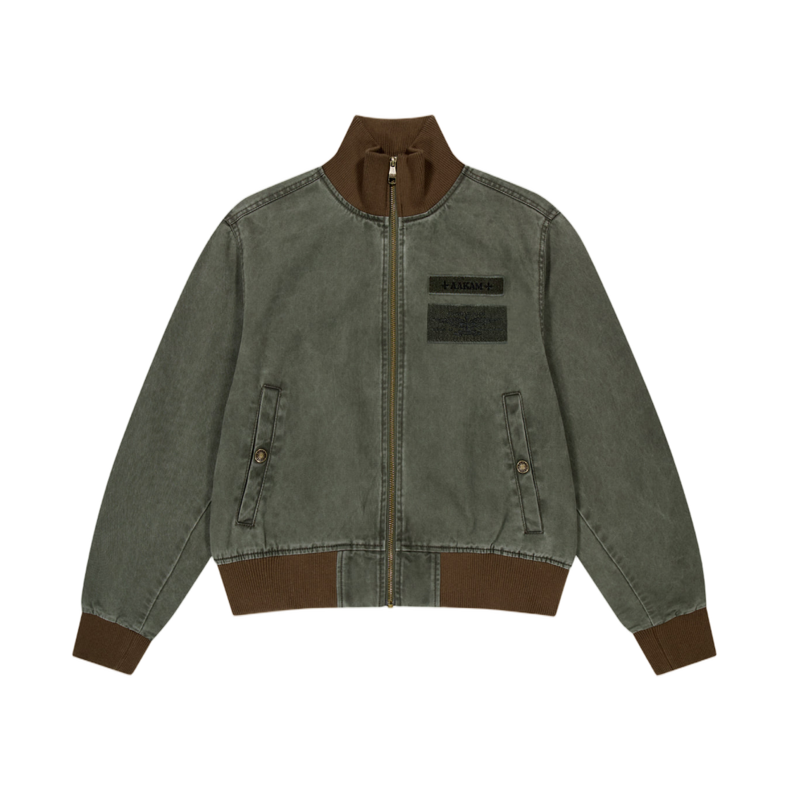 아캄 워시드 벨크로 자켓 카키(Aakam Washed Velcro Jacket Khaki)