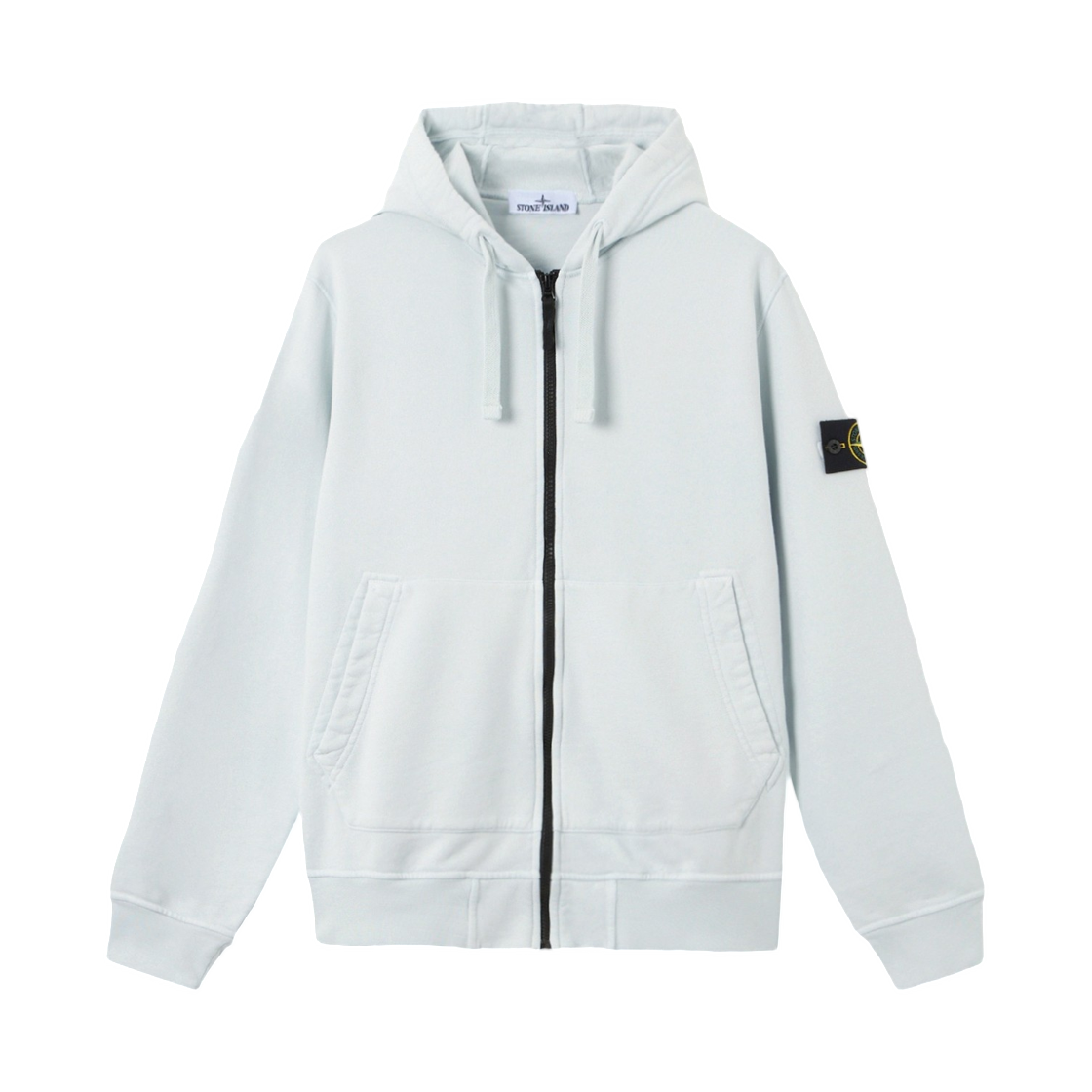 L1S1561000-61S0051-V0041 Stone Island 6100061 Organic Cotton Fleece Regular-Fit Zip-Up Hooded Sweatshirt with Pockets Sky Blue - 26SS