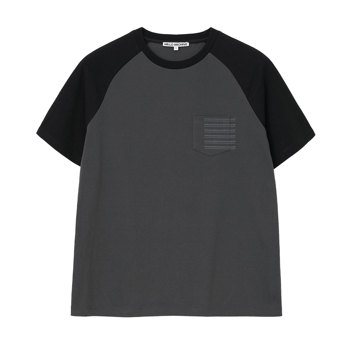 밀로 아카이브 도트 프린트 포켓 래글런 티셔츠 차콜(Millo Archive Dot Print Pocket Raglan T-Shirt Charcoal)