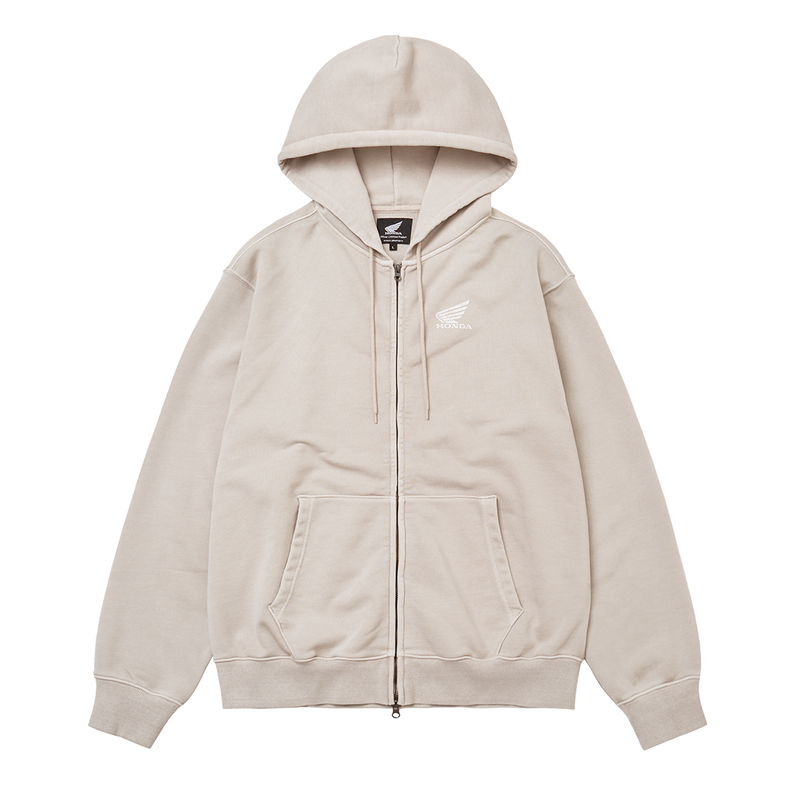 혼다 피그먼트 스크래치 로고 후디 집업 베이지