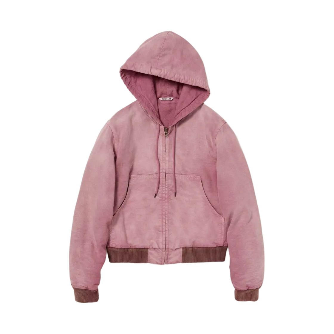 A25AB02CD Auralee Product Dyed Organic Cotton Duck Parka Faded Burgundy