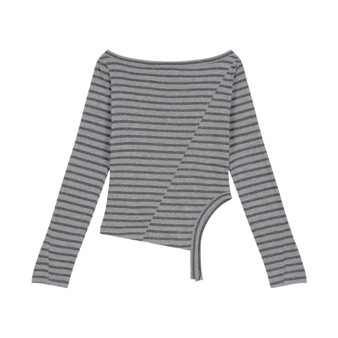 베이컨트 아카이브 마호 오프숄더 스트라이프 롱 슬리브 그레이(Vacant Archive Maho Off-Shoulder Stripe Long Sleeve Grey)