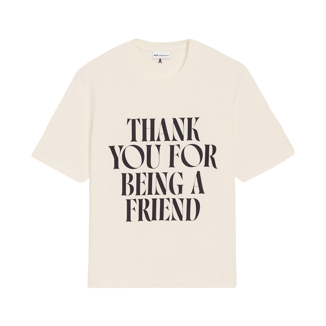 UTS384-726-136 AMI White Cotton Signature Print T-Shirt White Cream