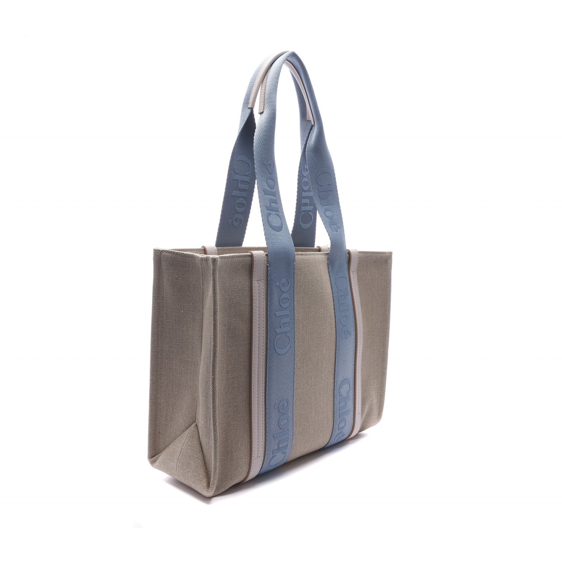 [25% 쿠폰] 끌로에 우디 미디움 토트백 베이지 블루([25% 쿠폰] Chloe Woody Medium Tote Bag Beige Blue) - 2