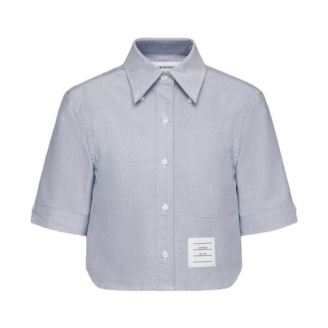 FLL205A-02188-415 (W) Thom Browne Oxford Cropped Short Sleeve Shirt Navy