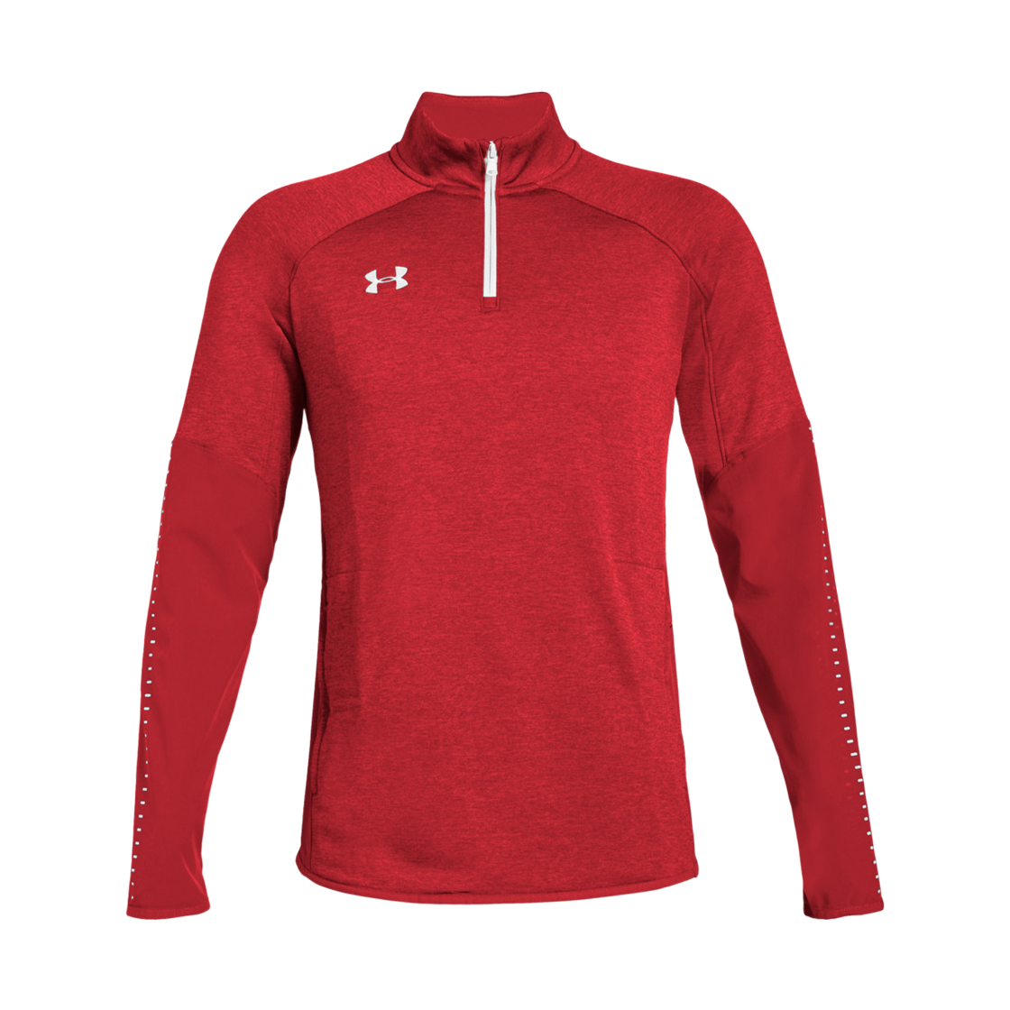 1327205-600 Under Armour UA Knit Warm Up 1/4 Zip Long Sleeve T-Shirt Red