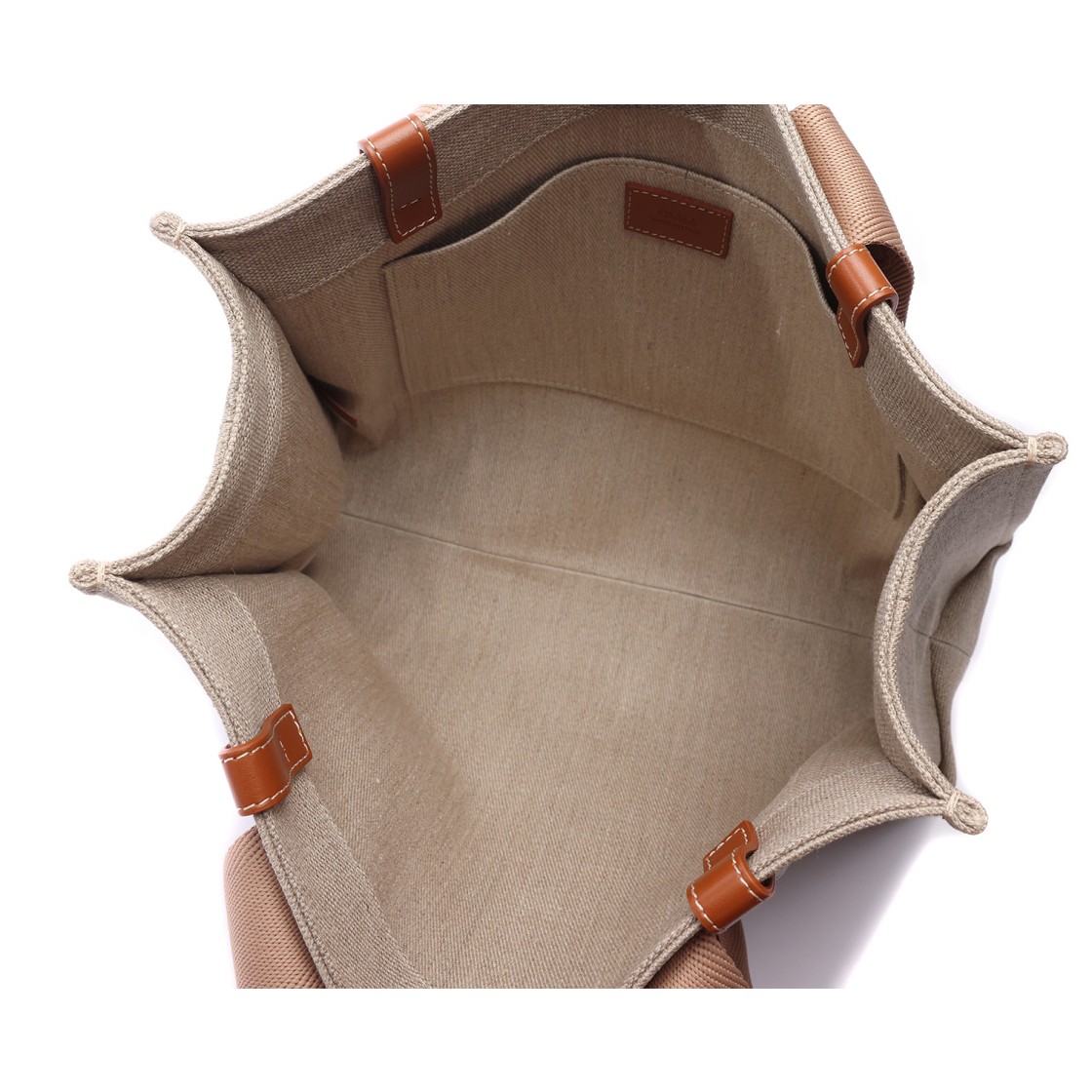 [25% 쿠폰] 끌로에 린넨 우디 토트백 소프트 탄([25% 쿠폰] Chloe Linen Woody Tote Bag Soft Tan) - 5