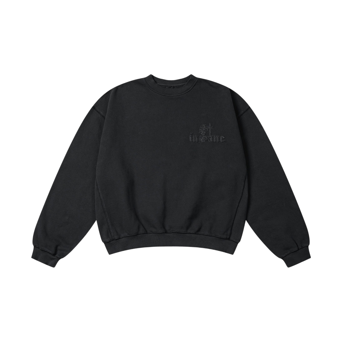 IG26STP002BK INSANE GARAGE Applique Sweat Shirt_Black