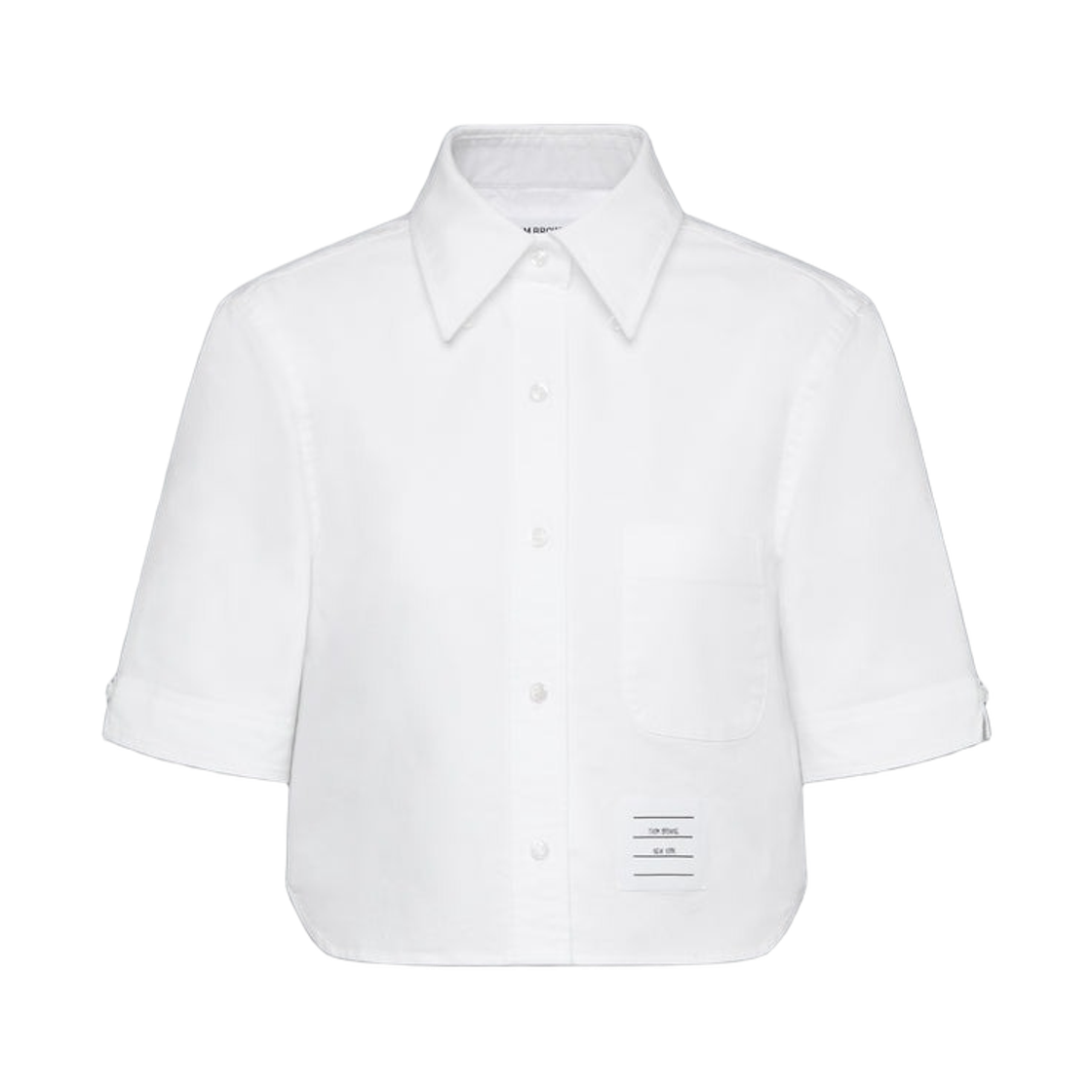 FLL205A-F0313-100 (W) Thom Browne Oxford Cropped Short Sleeve Shirt White