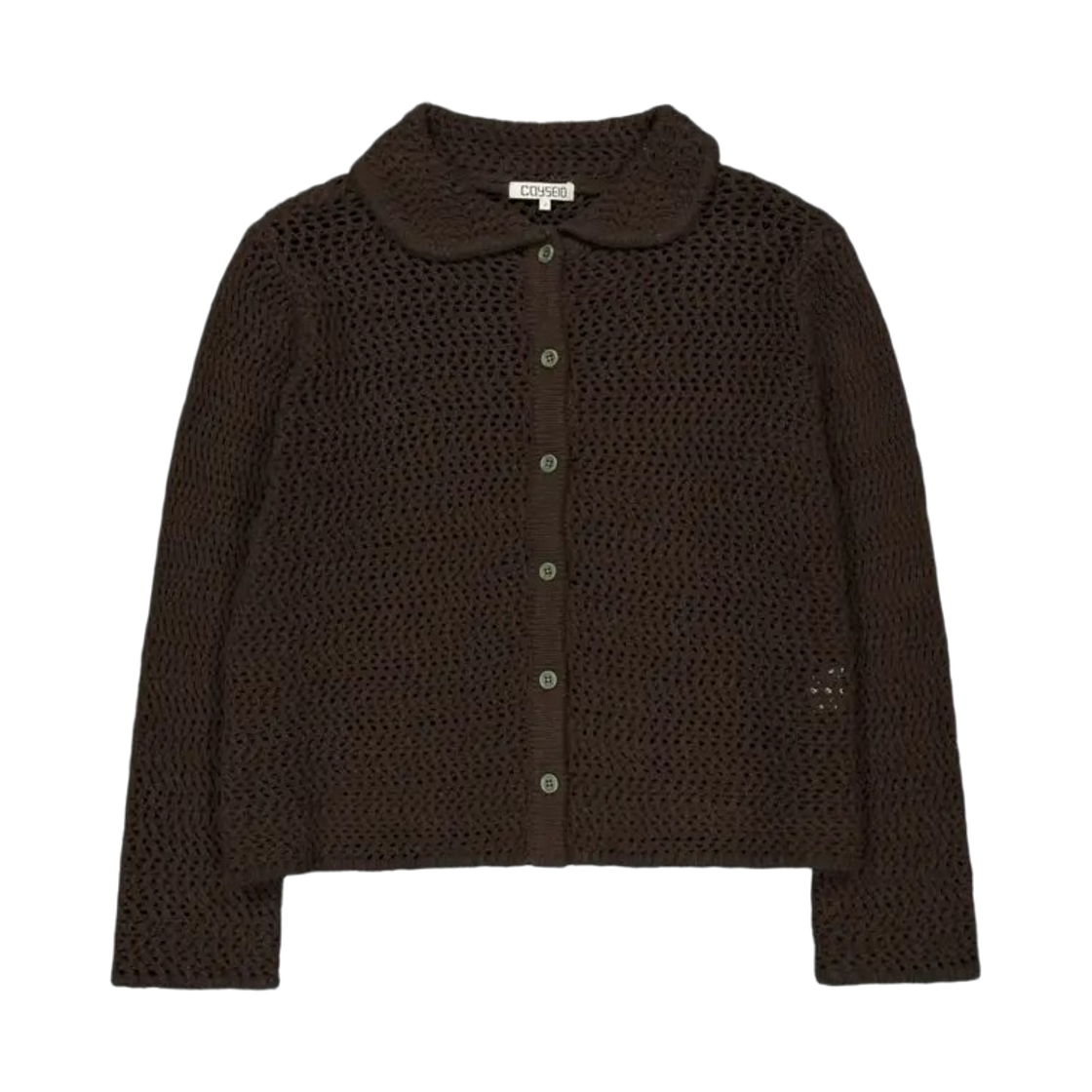 (W) 코이세이오 네트 니트 가디건 브라운((W) Coyseio Net Knit Cardigan Brown) - 1