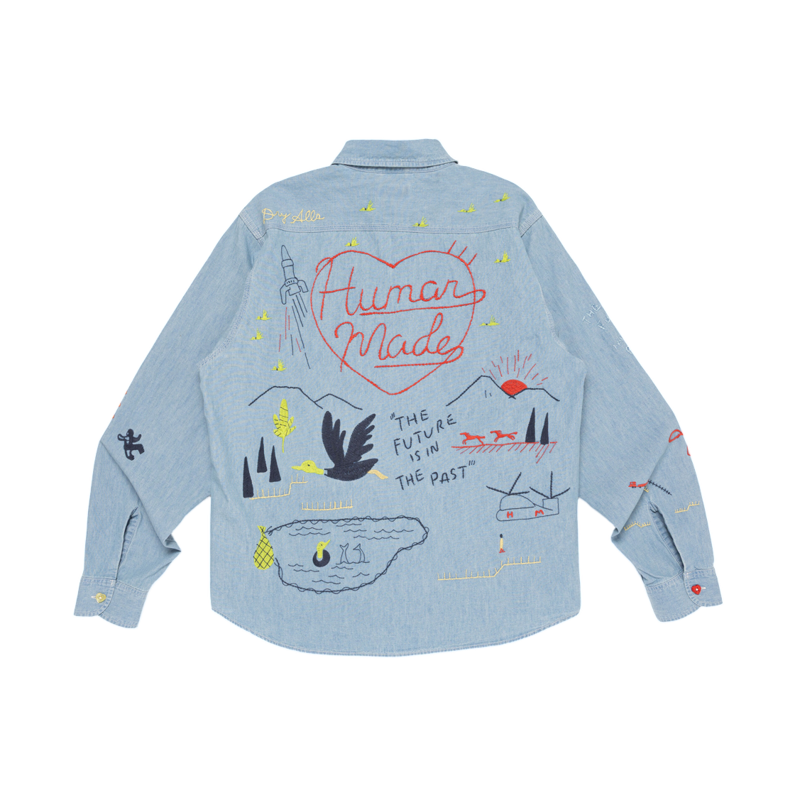 휴먼 메이드 자수 샴브레이 셔츠 블루(Human Made Embroidered Chambray Shirt Blue) - 2