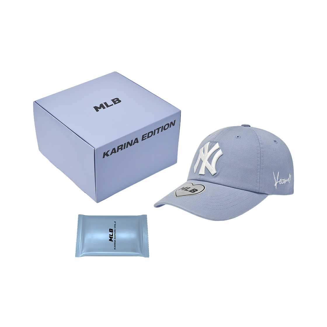 MLB x 카리나 시그니처 언스트럭쳐 볼캡 스카이 블루(MLB x Karina Signature Unstructured Ball Cap Sky Blue)