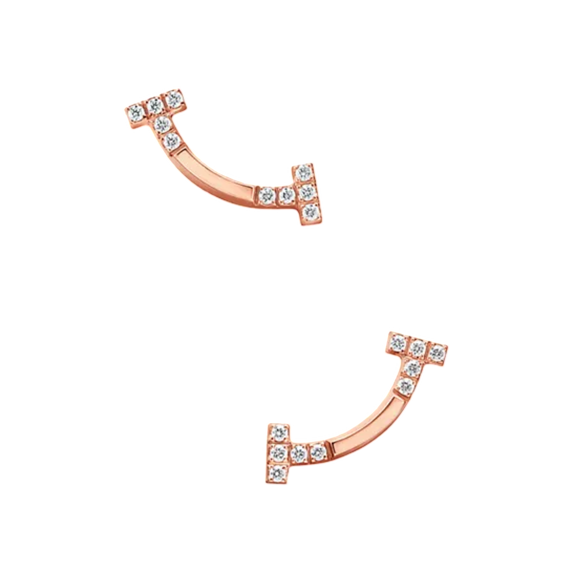 티파니 앤 코 티파니 T 스마일 미니 이어링 로즈 골드 다이아몬드(Tiffany & Co. Tiffany T Smile Mini Earrings Rose Gold with Diamonds)