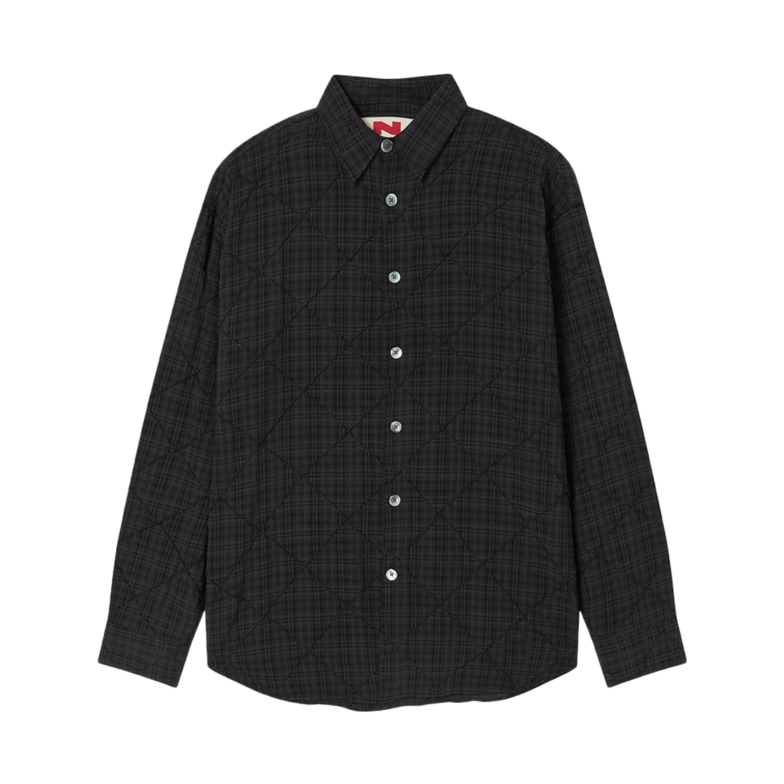 엔 아카이브 아티잔 스티치 체크 셔츠 차콜 그레이