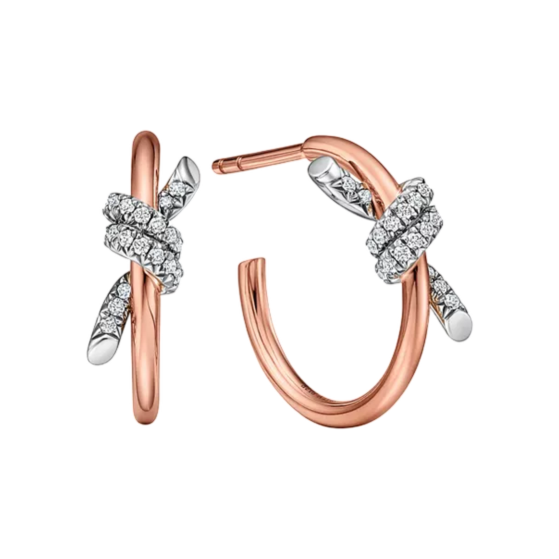 76074402 Tiffany & Co. Tiffany Knot Hoop Earrings Rose Gold and Platinum with Diamonds
